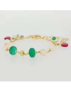 NIVY Bracciale con perle e pietre fucsia e verde - Syria