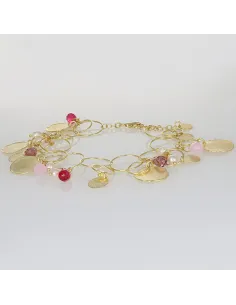 NIVY Bracciale con charms, perle e pietre fucsia - Arthemide