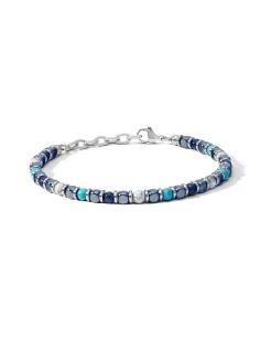 COMETE Bracciale in Acciaio con Agata blu, Aulite bianca, Turchese ed Ematite