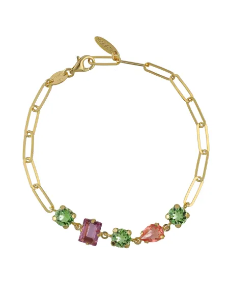 Victoria Cruz Bracciale in Argento e cristalli multicolori